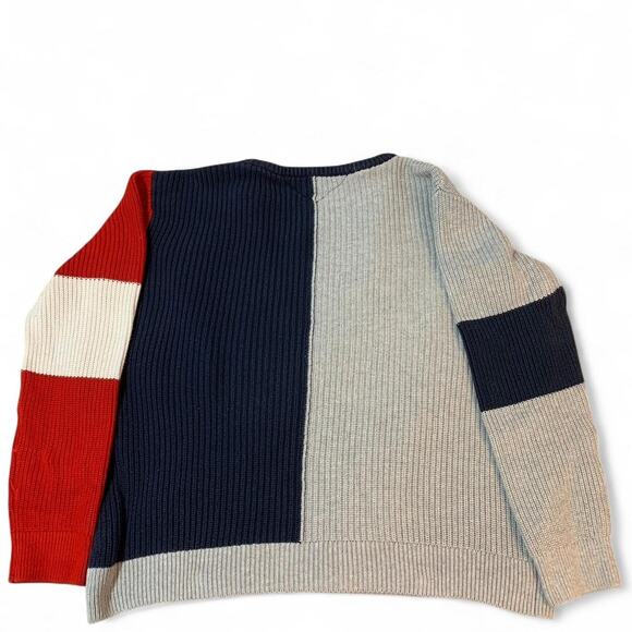 Tommy Hilfiger Multi Color Red and Navy Blue Knit Sweatshirt Size XL - Picture 6 of 6